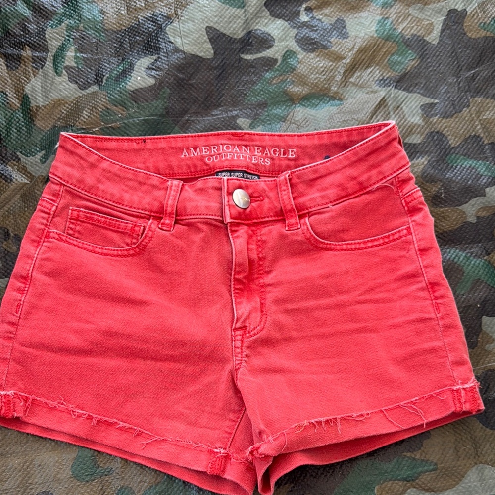 American Eagle Outfitters Women's Red Denim Shorts